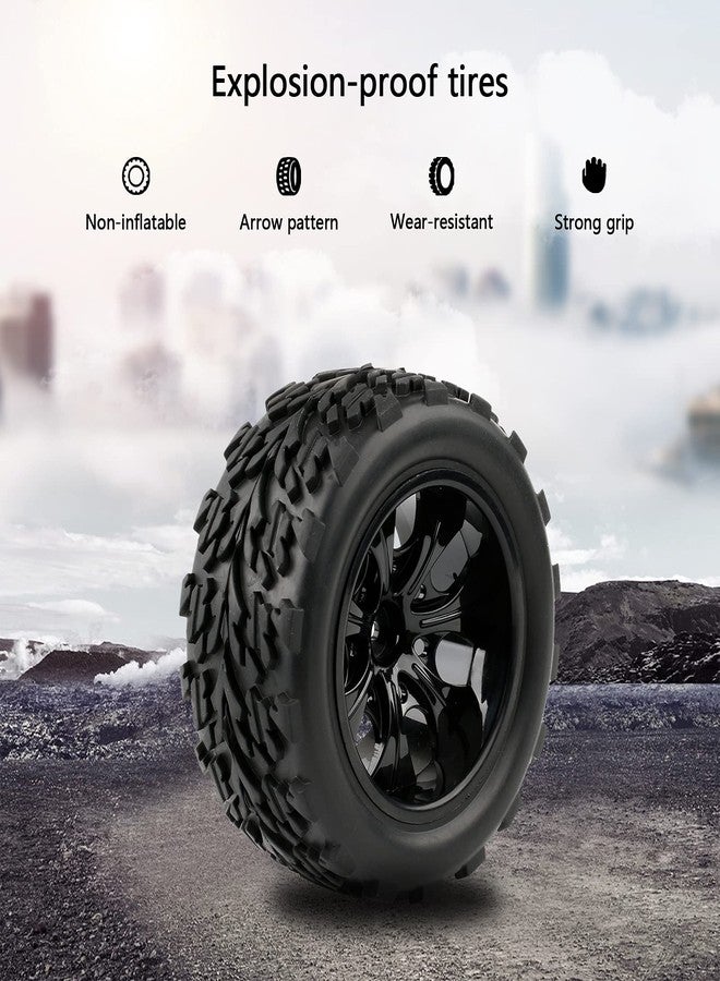 Rowiz 4PCS 1/10 Scale RC Tires and Wheels 12mm Hex - for Traxxas Rustler Stampede Slash, Off-Road Monster Truck Tires with M4 Lock Nuts & Wrench - Image 5